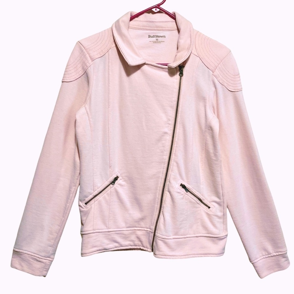 Ruff Hewn Sweatshirt Jacket Size Medium Light Pink Long Sleeve Full Zip